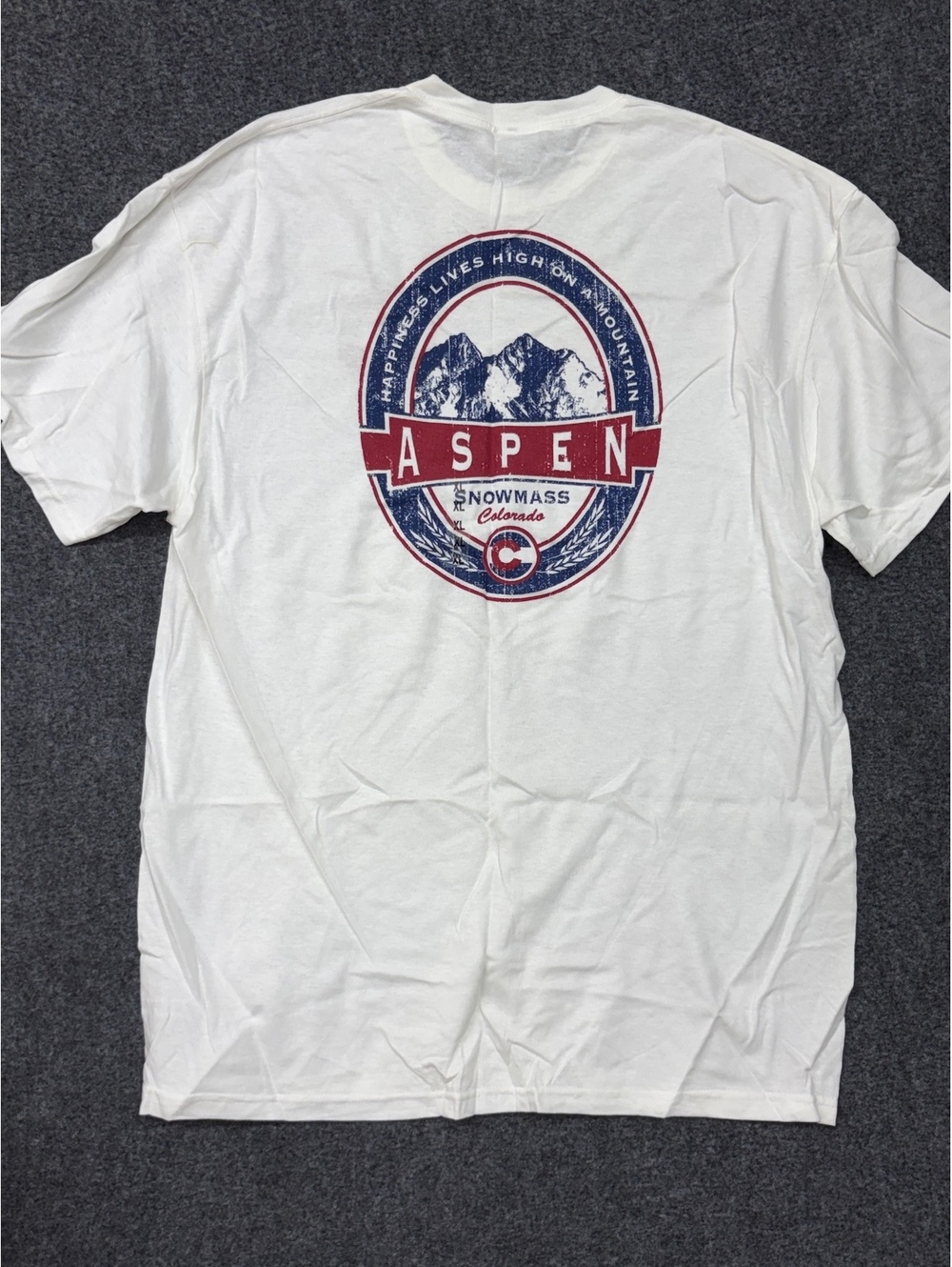 Aspen Snowmass Colorado White Graphic T-Shirt Size XL